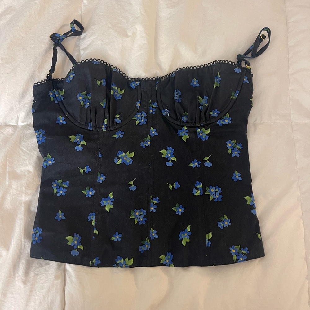WEWOREWHAT BLUE FLORAL CORSET